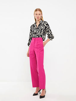 Kad?n Y?ksek Bel Rahat Kal?p D?z Pantolon