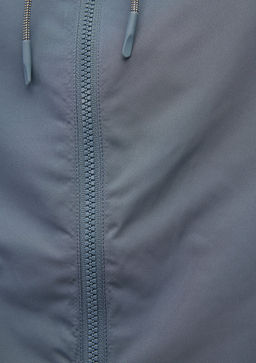 Kapusonlu Gri Ince Ceket - Mavi фото 7
