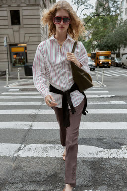 STRIPED OVERSIZE POPLIN SHIRT