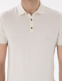 Ekru Slim Fit D__meli Polo Yaka Triko Ti__rt - Pierre cardin фото 6