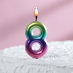 Цена за 3 шт. Свеча в торт Акварель, цифра 8, 5,5 см