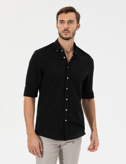 Siyah Slim Fit Uzun Kollu G_mlek