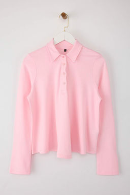 Wardrobe Essentials  Pembe Tok Kumasl? Dugmeli Orme Bluz | TWOAW26BZ00074