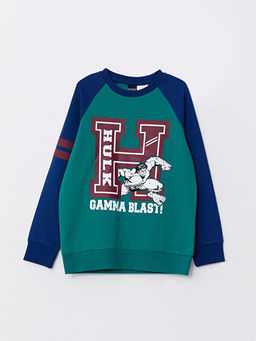 Bisiklet Yaka Hulk Bask?l? Uzun Kollu Erkek ?ocuk Sweatshirt