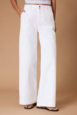 TRENDYOLMILLA Beyaz Dugme Detayl? Yuksek Bel Wide Leg Jeans TWOSS25JE00183  фото 12