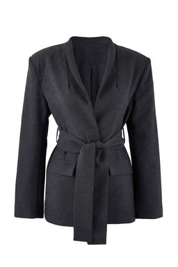 Trendyolmilla Wardrope Essentials  Antrasit Kusakl? Dokuma Kruvaze Blazer Ceket TWOSS26BC00004