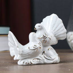 Фигурка керамика под фарфор «2 голубка», 12.5×9×6 см, стразы