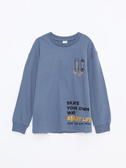 Rahat Kal?p Bisiklet Yaka Bask?l? Erkek ?ocuk Ti??rt - Waikiki фото 3