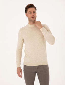 Krem Melanj Slim Fit _eyrek Yaka Basic Triko Kazak - Pierre cardin фото 3
