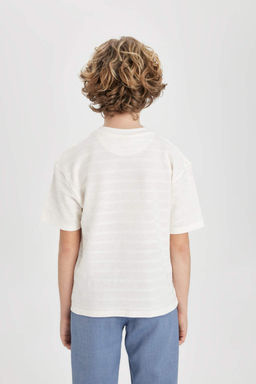 Футболка оверсайз с воротником и короткими рукавами для мальчика - Defacto фото 6