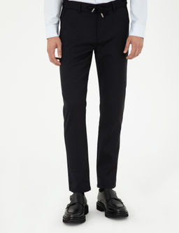 Lacivert Slim Fit Jogger Kanvas Pantolon