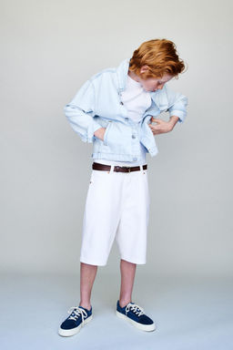 BERMUDA DENIM RELAXED BAGGY / Blanco roto