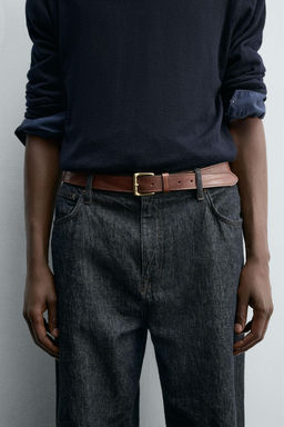 VINTAGE-EFFECT LEATHER BELT