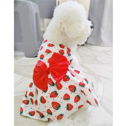 Цена за 2 шт. Платье для кошек и собак мелких пород "Бонита на прогулке", клубнички, размер ХL, длина спинки 32-34см