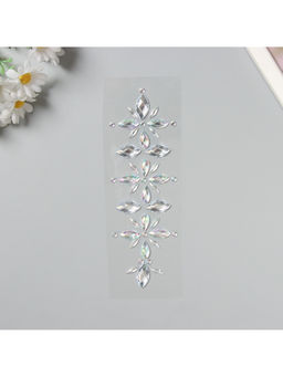 Наклейка - стразы Цветы, на шею, спину, серебро, 25?8.5 см