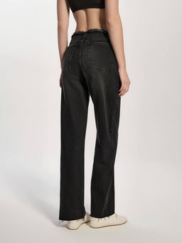 CONTE CON-745 Чёрные джинсы wide leg из eco-friendly денима средней посадки black - Conte elegant фото 4