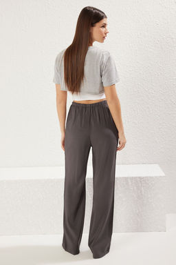Antrasit Wide Leg Genis Paca Dokuma Pantolon TWOSS25PL00014 - Trendyolmilla фото 5