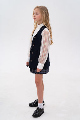 Синий школьный жилет для девочки Mooriposh, модель 1111 фото 3