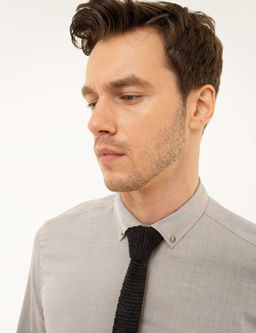 Светло-коричневая приталенная рубашка с длинным рукавом - Cacharel фото 8