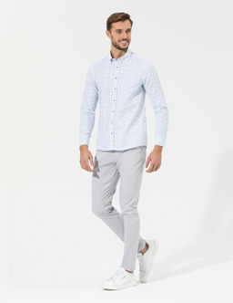 A__k Gri Slim Fit Kanvas Pantolon
