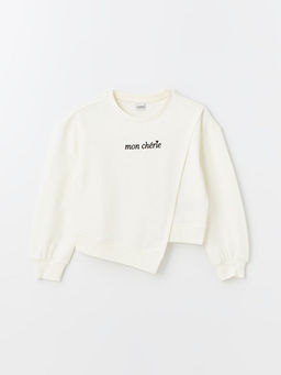 Bisiklet Yaka Bask?l? Uzun Kollu K?z ?ocuk Sweatshirt ve Tayt - Waikiki фото 2