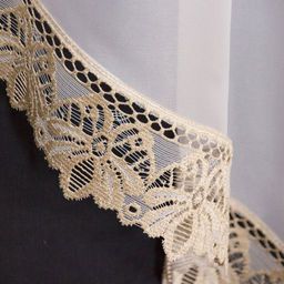 Готовые шторы арт. 0019/Б, РЕЙЧЕЛ, занавеска из вуали с кружевом, БЕЛОСНЕЖНАЯ, размеры 300 см ширина, 170 см высота, пошита на шторной ленте