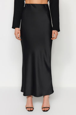 Siyah Bal?k Kesim Saten Maxi Boy Dokuma Etek TWOAW24ET00358