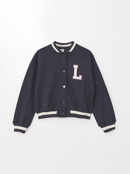 Bask?l? Uzun Kollu K?z ?ocuk Kolej Ceket