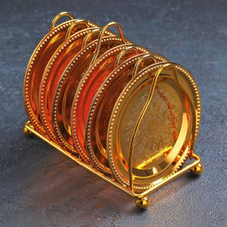 Набор блюдец «Золото», d=10 см, 6 шт., на подставке, металл, золотистый