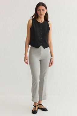 TRENDYOLMILLA Gri Poliviskon Slim Fit Havuc Duble Paca Dokuma Pantolon TWOSS25PL00040  фото 4