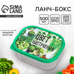Цена за 2 шт. Ланч - бокс прямоугольный Цвет настроения зелёный, 500 мл