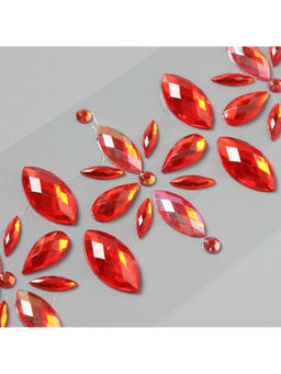 Наклейка - стразы Цветы, на шею, спину, красная, 25?8.5 см