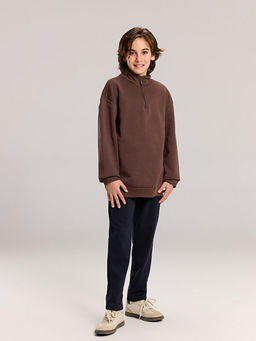 Dik Yaka Erkek ?ocuk Kal?n Sweatshirt