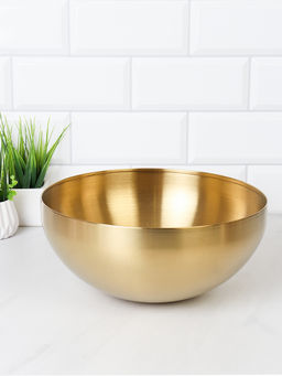 Чаша-салатник 25 см металл Золотая G-100 /уп 72/ 0,38/ 201 - Галеонтрейд фото 3
