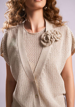 SS-2465 Трикотажный льняной кардиган