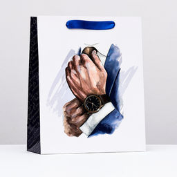 Цена за 2 шт. Пакет подарочный ламинированный Брутальный, 26?32?12 см