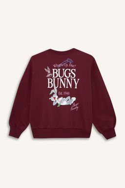 Looney Tunes Oversize Geni_ Kal_p Bisiklet Yaka Sweatshirt K_z _ocuk - Defacto фото 6