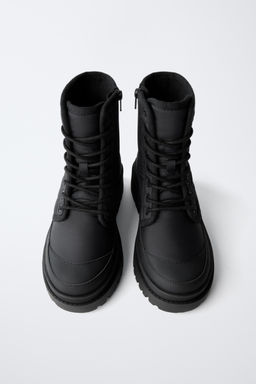 QUILTED LACE-UP ANKLE BOOTS - Zara фото 5