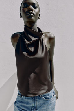 TOP HALTER SATINADO / Marr?n - Zara фото 2