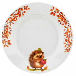 Тарелка мелкая фарфоровая "Ежик" д200мм, h25мм, гладкий край (Россия)