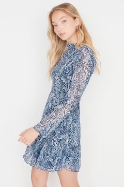 TRENDYOLMILLA Siyah Dik Yaka Dokuma Elbise TCLAW19LJ0076  фото 7