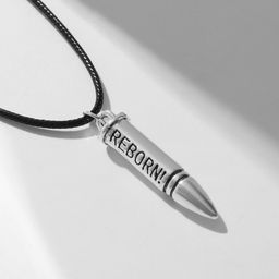 Кулон мужской Пуля, цвет серебро на чёрном шнурке, 42 см