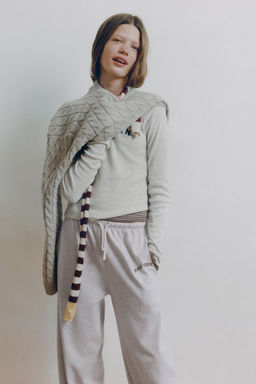 EMBROIDERED HEAVY WIDE-LEG PLUSH TROUSERS - Zara фото 5