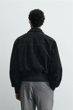 CAZADORA CROPPED FIT PIEL SERRAJE / Negro - Zara фото 9