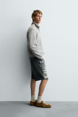 RIPPED DENIM BERMUDA SHORTS - Zara фото 4