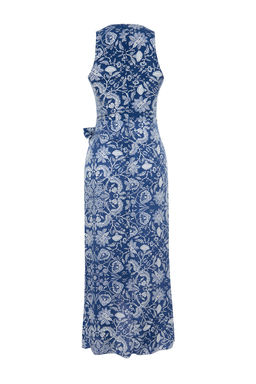 TRENDYOLMILLA Mavi Sal Desenli A-line Baglama Detayl? Midi Dokuma Elbise TWOSS24EL00458  фото 8