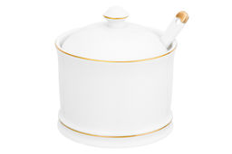 Сахарница 250 мл 9*9*10 см "Белая с золотом" + ложка NEW BONE CHINA