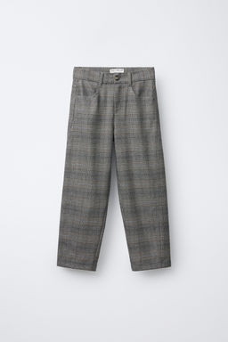 WARM CHECK BARREL TROUSERS