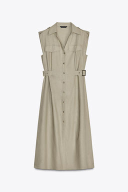 LINEN BLEND MIDI DRESS - Zara фото 13