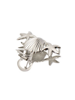 Цена за 6 шт. Краб для волос "Лейла море" морские звезды ракушка, 7 см, серебро